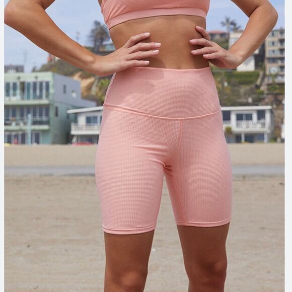PacSun x Stone Fox Recycled Active Mid Bike Shorts Pink Size Medium Running Gym - Picture 2 of 8